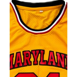 Men's #34 Yellow Basketball Jersey with Red Accents - Embroidered Polyester, Loose Fit, Breathable & Stretch Fabric for Sports, Casual Wear, and Outdoor Activities, Sizes S-XXXL