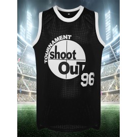 Men'S American Basketball Suit, # 96 Black Breathable Round Neck Basketball Suit, Embroidered Polyester Knit, S-3XL