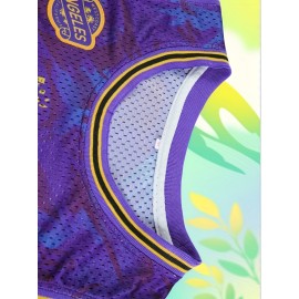 24 Purple Blue Basketball Sportswear, Training And Competition Sportswear, High-end Men'S Clothing, Top And Vest Suitable For Sports And Daily Wear