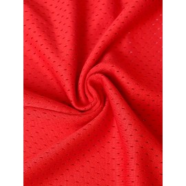 Men's Red Embroidered Polyester Baseball Shirt #38DD, Loose Knit Fabric, Breathable V-Neck Sports Top for Spring, Summer, and Autumn - Sizes S-XXXL