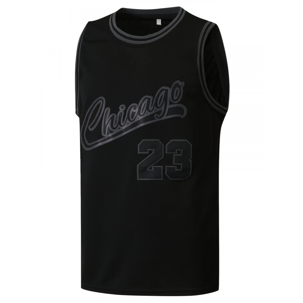 Men'S Basketball Jersey #23 Black Embroidered Sports Tank Top