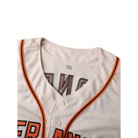 Men's Vintage Baseball Jersey #25 - San Francisco V-Neck, Moisture-Wicking Breathable Polyester, Loose Fit Short Sleeve for Sports, Casual & Parties (/Orange/Black), Sports Apparel, Detailing