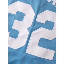 Men'S Baseball Shirt # 32 Blue Off Shoulder White Suitable For Walking, Cycling, Fishing Competition Training Size S-3XL