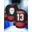 Men's #13 Black Embroidered Ice Hockey Sweater - Breathable Polyester, V-Neck Captain's Jersey with Classic Red & White Stripes, Ideal for Training, Competitions & Casual Wear in Spring, Summer, Fall, Hockey Jersey