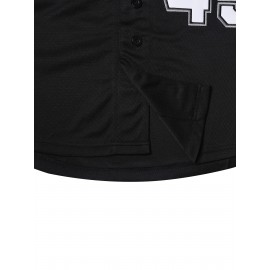 1994 Jordan Birmingham Baseball Jersey #45 - Vintage Retro V-Neck Button-Up, Moisture-Wicking Breathable Polyester, Loose Fit S-3XL for Men's Sports, Casual & Party Wear, Machine Washable