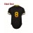 Men's #8 Black Baseball Jersey - Breathable Polyester V-Neck Loose Fit with Embroidered Number 8 & Golden Accents, Machine Washable for Team Sports, Training, Casual Outings (Sizes S-3XL)