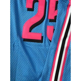 Girls' #25 Blue & Pink Basketball Jersey - High School Sport Uniform for Ages 3-14, Breathable Polyester, 