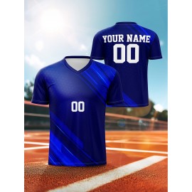 Customized Name And Number Boy's V-neck Football Jersey, Comfy Top for Training & Competition