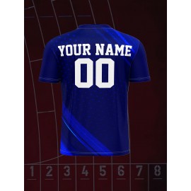 Customized Name And Number Boy's V-neck Football Jersey, Comfy Top for Training & Competition