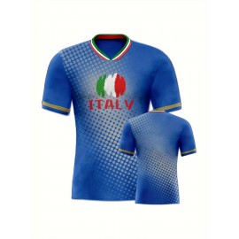 Professional Sports Fabric Women's Creative Pattern Print Country Home Soccer Jersey T-shirt, As Gifts For Sports Fans