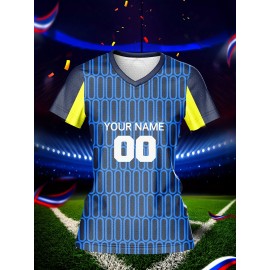 [Quickdry] Customizable Women's V-Neck Soccer Jersey - Personalized Name & Number, Breathable Polyester, Quick-Dry Sports Top for Team Training & Casual Wear