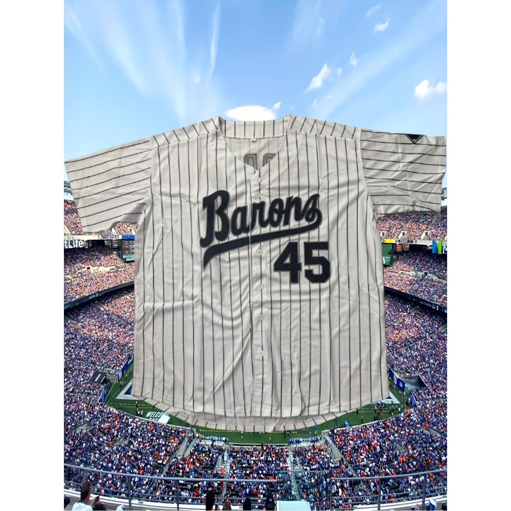 Men's #45 New York Embroidered Baseball Jersey - Classic Striped Design, Breathable Polyester, V-Neck, Short Sleeve Shirt for Training & Competition, Team Apparel | Classic Baseball Jersey | Comfortable Fit