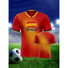 Professional Sports Fabric Women's Creative Pattern Print Country Home Soccer Jersey T-shirt, As Gifts For Sports Fans